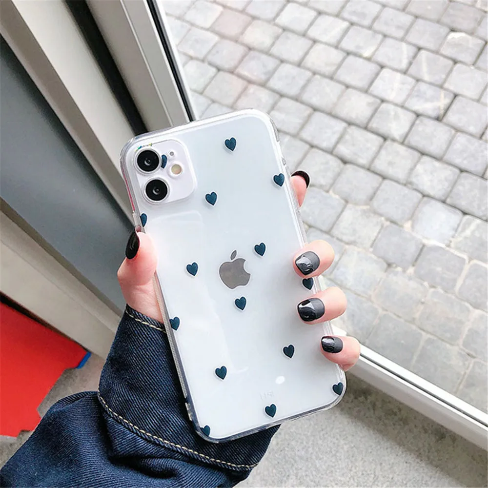 Moskado Love Heart Clear Phone Case For iPhone 12 Mini Pro 11 13 Pro Max X XR XS Max 7 8 6 6s Plus SE 2020 Soft TPU Back Cover apple iphone 12 mini  case