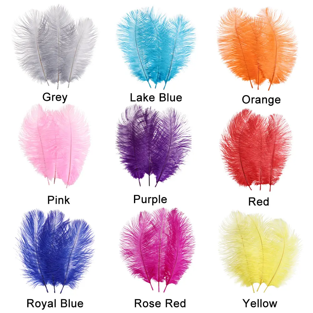 10Pcs/Pack Romantic Beautiful Elegant White 15-35cm Ostrich Feathers Wedding Party Supplies Carnival Dancer Decoration Crafts