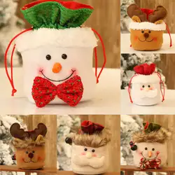 15X18 см рождественские детские сумки для конфет, хлопковый мешочек с изображением Санта-Клауса, снеговика, подарочная сумочка на Рождество