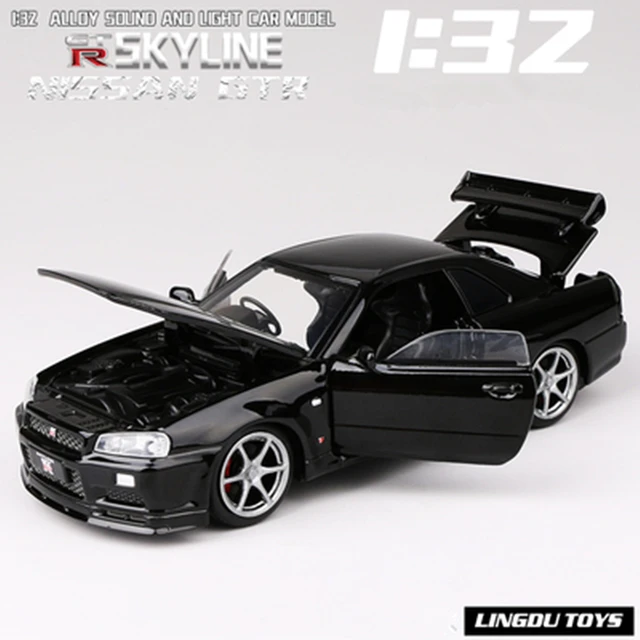 1:32 Nissan Skyline Ares GTR R34 Alloy Sports Car Model Diecasts Metal Toy Car Model High Simulation Sound Light Childrens Gift 5
