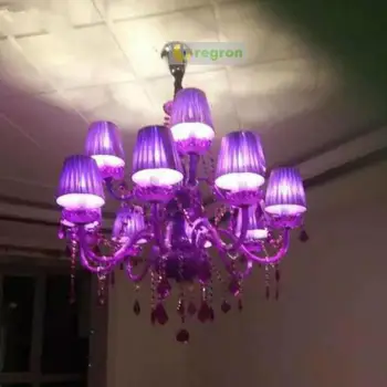 

Kid Led Purple Chandeliers wedding Restaurant lighting 6-18 pcs red Crystal Chandelier Hanging Lights For Living Room lamparas