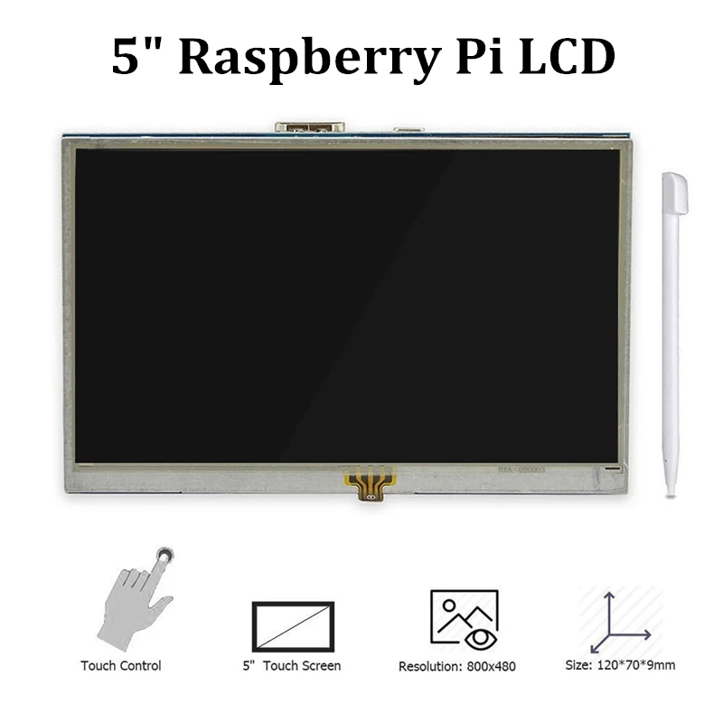 

5 Inch Touch Screen Raspberry Pi 4 Display LCD HDMI Monitor 800x480 for Raspberry Pi 3 Model B+