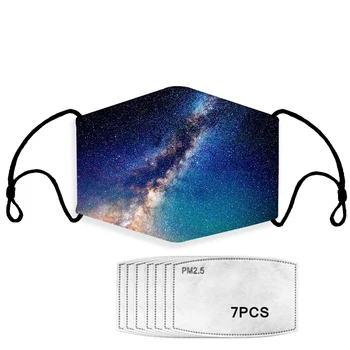 

Anti Dust Mask Activated Carbon 7 Filter Windproof Space Galaxy Print Child Adult Mask Face Reusable Mouth Masks Non-disposable