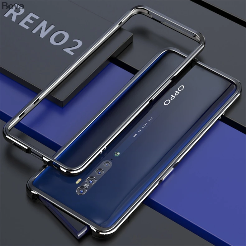 Silver Black Чехол для OPPO Reno 2 роскошный Ультратонкий алюминиевый бампер для OPPO Reno2+ 2 пленки(1 передняя+ 1 задняя - Цвет: Silver Black