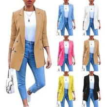 SZMALL, новинка, популярная европейская уличная одежда, Женский блейзер с длинным рукавом, женское длинное пальто, верхняя одежда, женские тонкие блейзеры на пуговицах, осенняя одежда