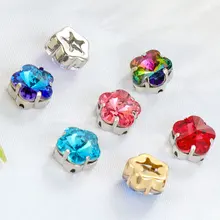 

Shiny Sew On Rhinestones K9 Glass Strass With Claws Rhinestones Flower Shape Copper Claws Art Crafts Rhinestones Container