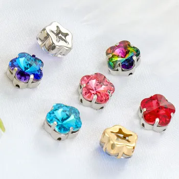 

Shiny Sew On Rhinestones K9 Glass Strass With Claws Rhinestones Flower Shape Copper Claws Art Crafts Rhinestones Container
