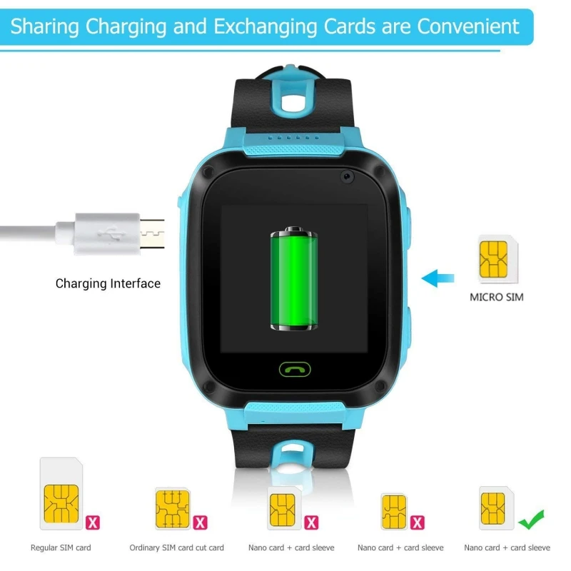 

Top Quality 2019 New Smart Watch Micro SIM Card Call Tracker Child Camera Anti-lost Position Alarm Smart Watch