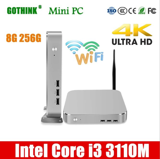 GOTHINK Мини ПК с WiFi 8G 256G Intel Core i3 3110M двухъядерный четырехъядерный 2 4 ГГц Win XP WIN7/8/10 LINUX