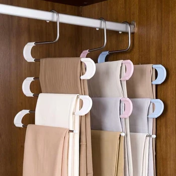 

5-layer Stainless Steel Hanger S-shaped Pants Storage Rack Scarf Tie Belt Multi-layer Storage Rack Space Saving Wardrobe Hanger