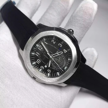 

Wholesale high quality Silver Luxury AAA Brand PP Watch men automatic U1 factory sapphire glass sweep movement rubber strap