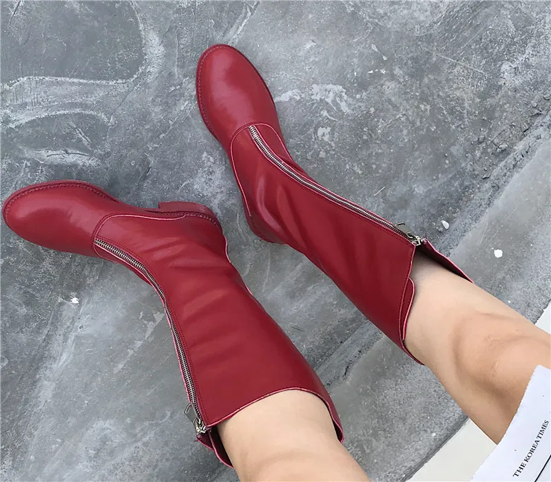 

Zipper Med Heel Boots Shoes Sexy Thigh High Heels High Sexy Luxury Designer Booties Ladies Bootee Woman 2019 Over-the-knee