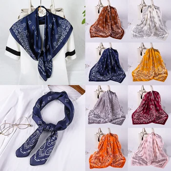

Women's Printed Scarf Scarves Black Red Cashew Flower Small Square Scarves Fashion Print Small Neck Scarfs Office Ladies