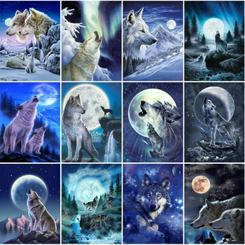

EverShine Diamond Painting Animal Diamond Embroidery Wolf Picture Of Rhinestones Winter Beaded DIY New Arrival Handicraft