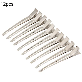 

12pcs Professional Stainless Steel Duckbill Mouth Clips Hairdressing Beak Hair Sectioning Crocodile Hairpins