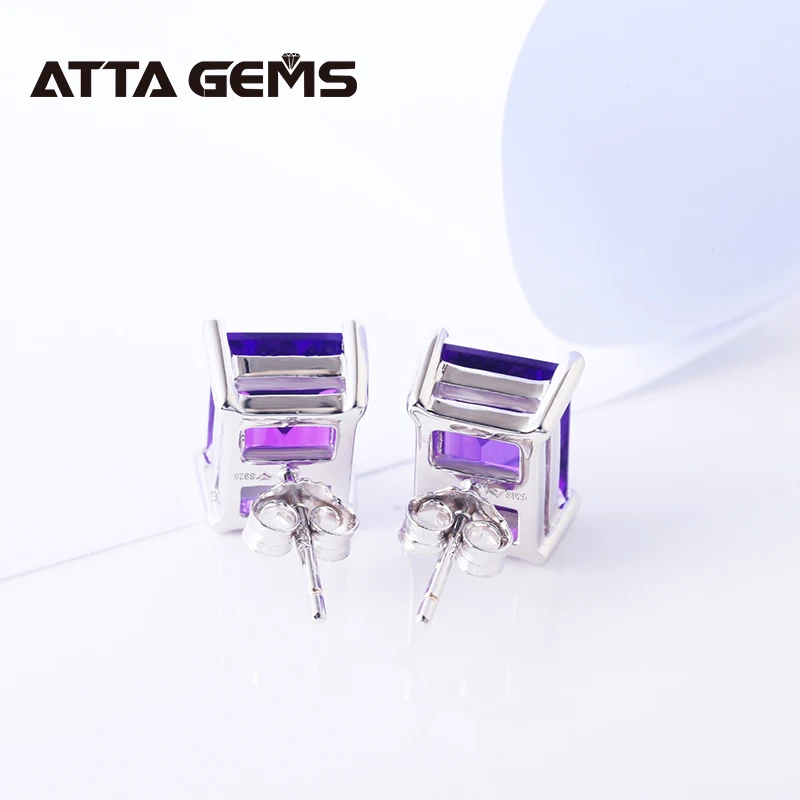 Аметистовые серьги-гвоздики из стерлингового серебра для женщин темно-фиолетового цвета, Аметистовые классические серьги, S925 свадебные серьги для помолвки