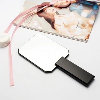 

Portable Acrylic Makeup Mirror Personalized Wedding Gift Black White 2 Color Handle Mirror Beauty Special Makeup Mirror Portable
