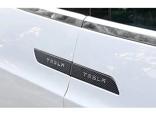 Для Tesla модель X автомобиль дверные ручки Крышка, защита отделки Стикеры наклейка 3D углеродного волокна стиль для Tesla модель X принадлежности