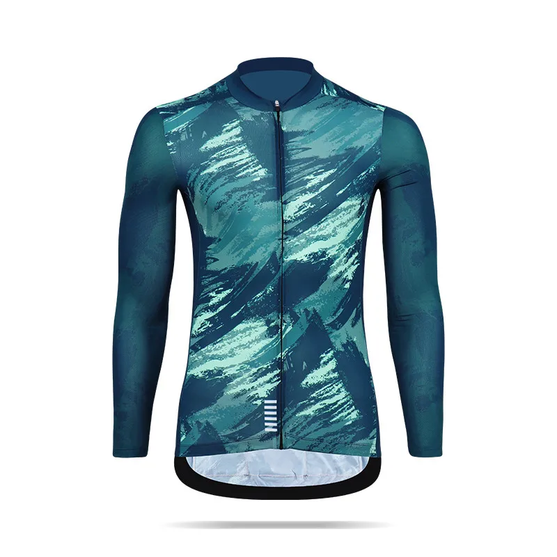 thumbnail image 1 of Maillot de ciclismo de montaña a prueba de rayos ultravioleta, personalizado, ajustado, transpirable, de manga larga, para hombre, con bolsillo, 1 of 5
