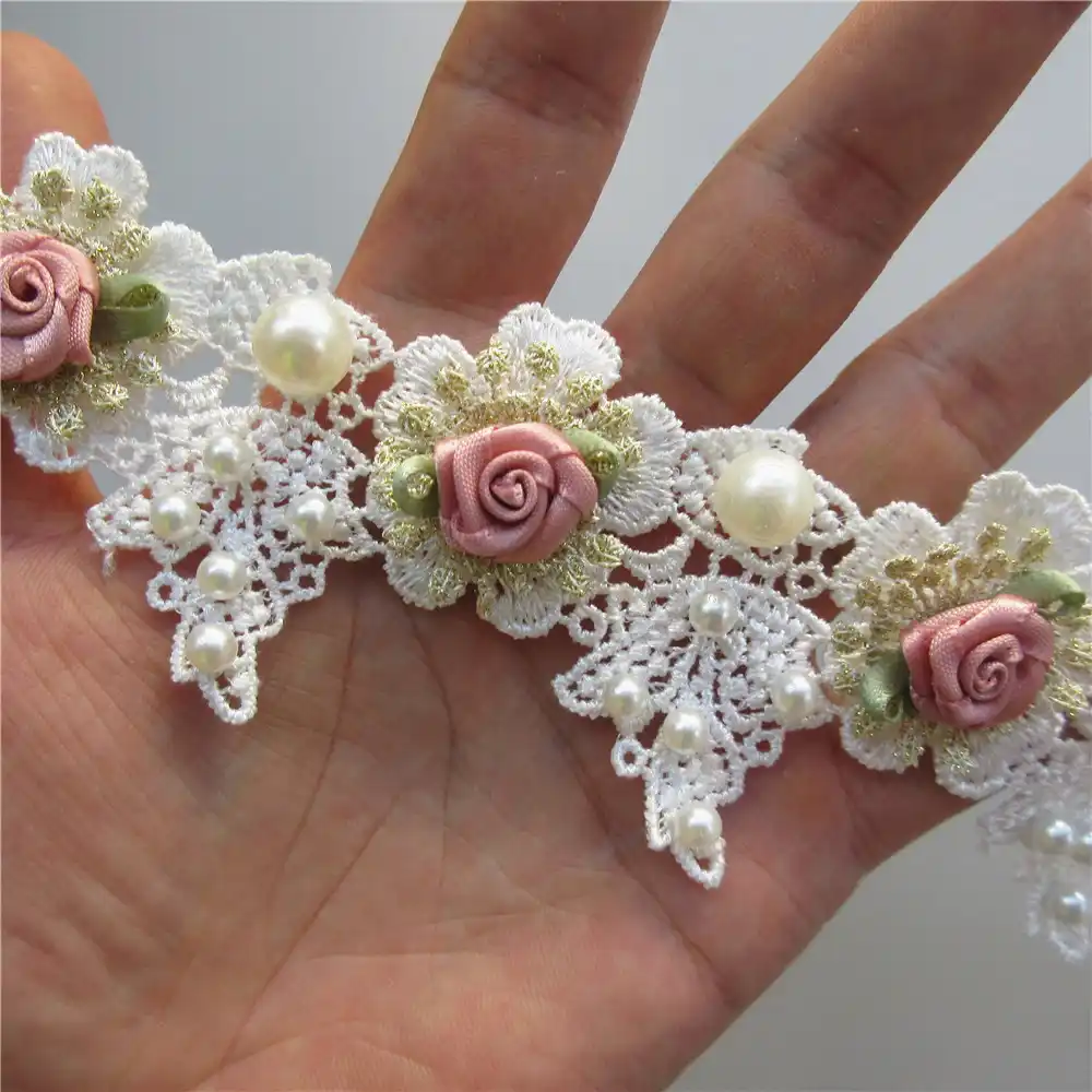 1yard Cotton Gold Rose Flower Embroidered Lace Trim Ribbon Fabric Sewing Supplies Craft For Costume Dress Hat Decoration Haberdashery Hat Making Hair Crafts Lifepharmafze Com