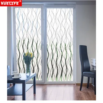 

Wave stripe pattern adhesive-free static glass stickers frosted window stickers office opaque cellophane decorative pvc film