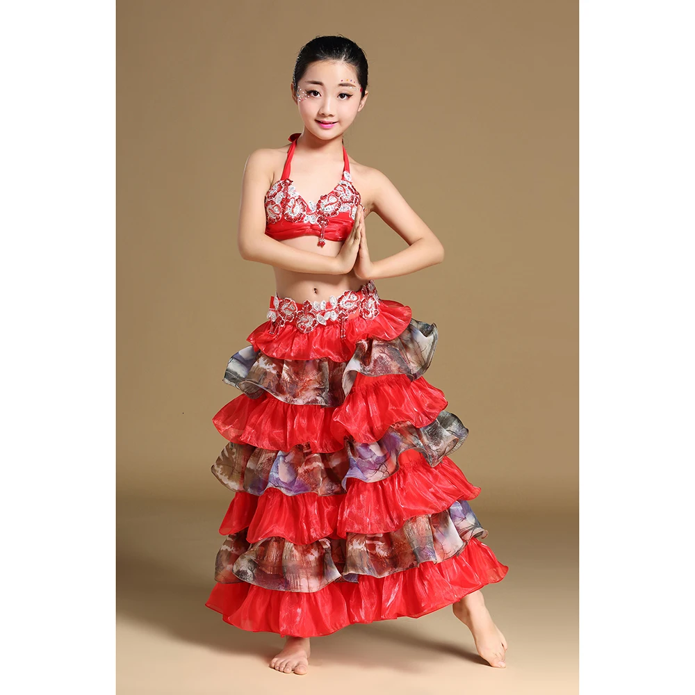 Children Belly Dance Costume Set Stage Performance Belly Dancing Clothes for girls Oriental dance Skirts Outfit Kids bra skirt