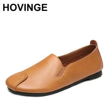 

HOVINGEnew Women Ballet Shoes Flats Cut Out Leather Breathbale Moccains Women Boat Shoes Ballerina Ladies Shoes mocassin femme