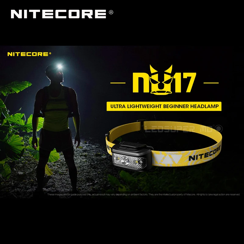 Микро-usb перезаряжаемый Nitecore NU17 тройной выход ультра легкий Начинающий налобный фонарь встроенный литий-ионный аккумулятор