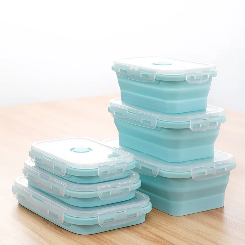 Складная портативная силиконовая коробка для ленча складная коробка Bento для еды столовая посуда контейнер для продуктов миска для детей и взрослых