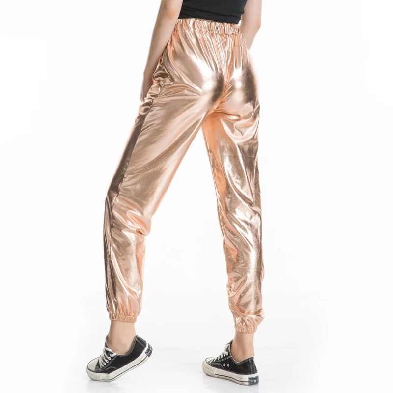 Shiny Holographic Women Pants Loose 
