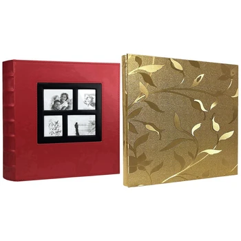 

2 Pcs Photo Album Holds Pages Large Capacity Leather Cover Binder Wedding Albums Book-400 Sheets & 620 Sheets
