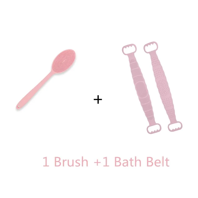 1Brush 1Towel Пояс для ванны Отшелушивающий силиконовый Премиум банный тертый чистый пояс мульти длинная ручка Массажная щетка для ванны для дома для ванной для душа Чистящая - Цвет: 1Brush 1Towel