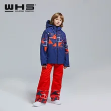 WHS НОВЫЕ Мальчики лыжный костюм ребенок снег куртка и брюки водонепроницаемый ветрозащитный пальто брюки подростковые одежда теплые брюки