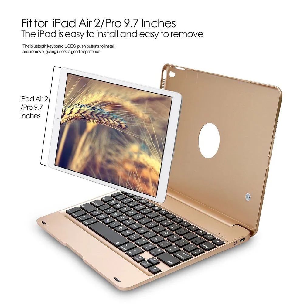 9 7 Chargeable Bluetooth Keyboard Fo iOS Apple Ultra Thin Folding Wireless Keyboard For iPad Pro 2