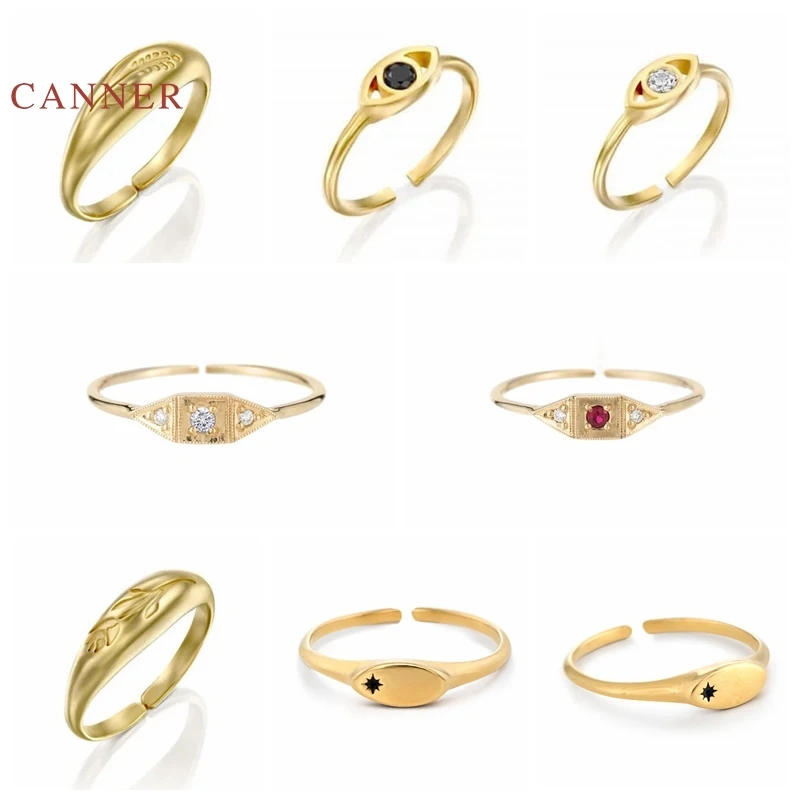 CANNER 925 Sterling Silver Ring Plant Wheat Ruby Mini Eye Luxury Fine Jewelry Adjustable Rings For Women Anillos Bague Joyero | Украшения и