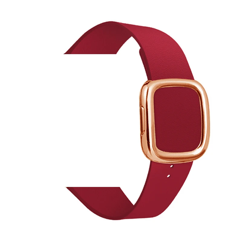 deep red 3 Кожаная Петля ремешок для apple watch группа 5 4 44, 42 мм, версия современный стиль браслет для наручных часов iWatch серии 3/2/1/40 38 мм аксессуары - Цвет ремешка: deep red 3