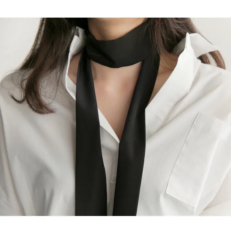 

2020 Fashion New Silk Thin Long Scarf Solid Color All-match Decorative Neckerchief European and American Style Long Scarf Women