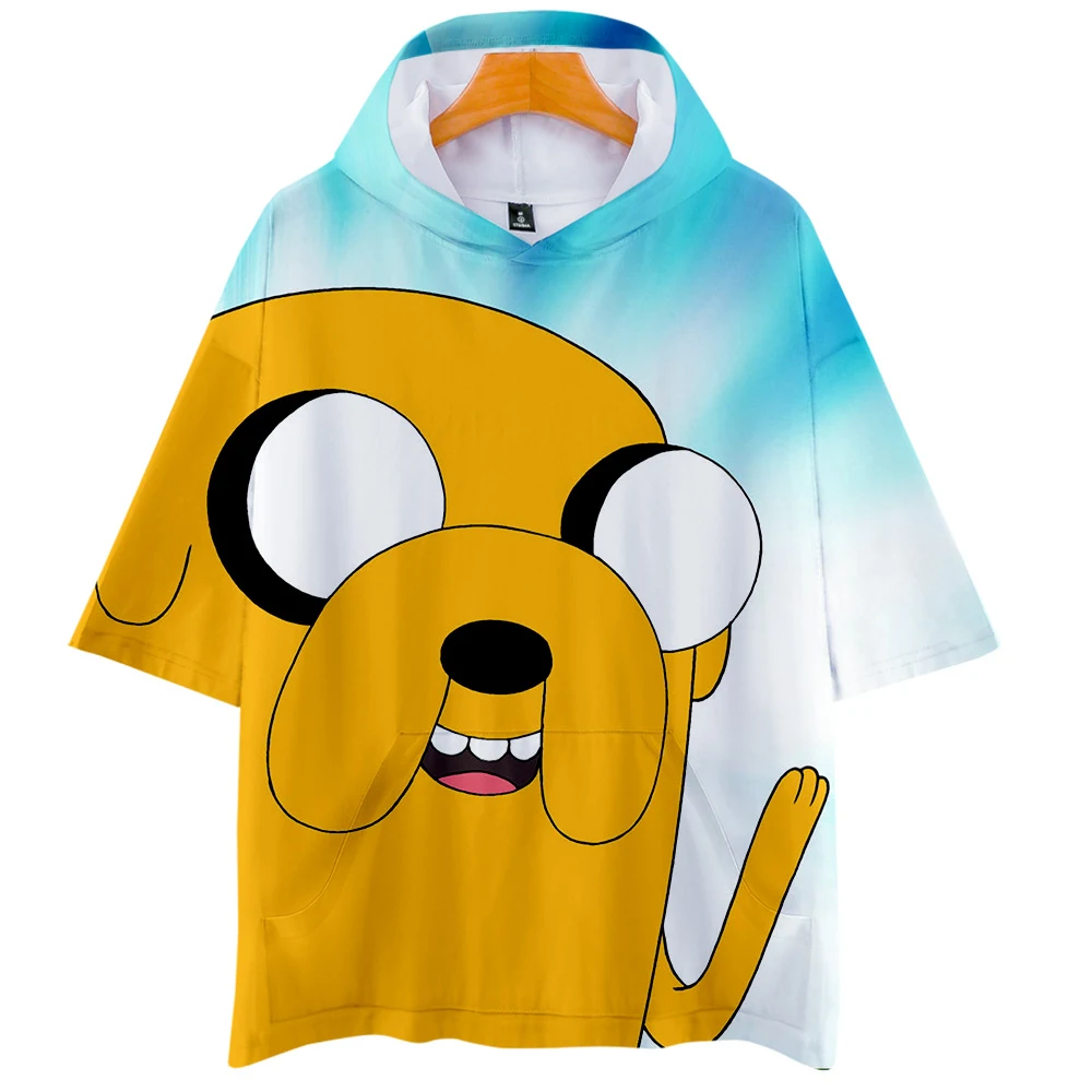 Adventure Time with Finn and Jake толстовка с капюшоном короткими рукавами летняя Толстовка в