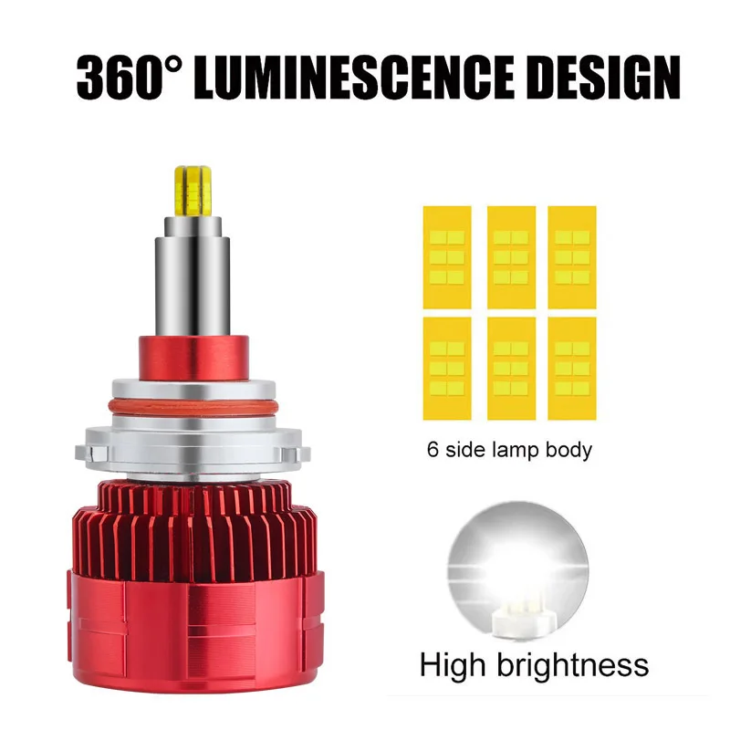 Из 2 предметов 18000LM H1 H7 светодиодный Canbus H8 H11 HB3 9005 9012 HB4 9006 6-по бокам 3D светодиодный головной светильник s 100 Вт автомобильный светильник лампы 360 градусов 6000K