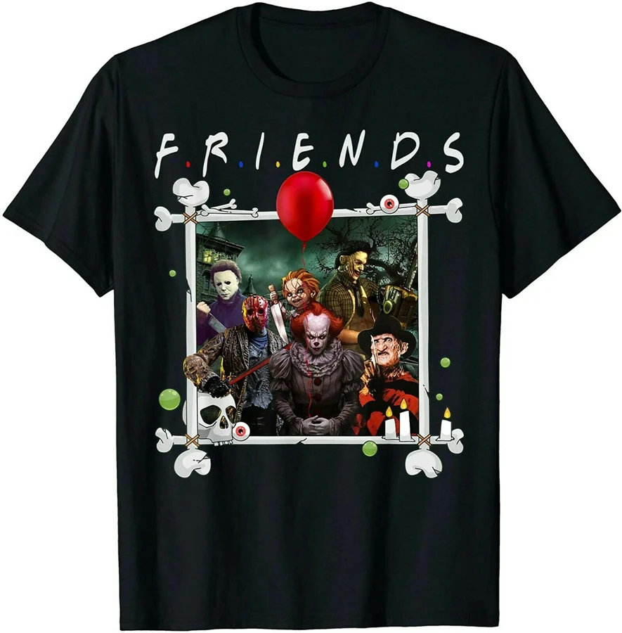 

Friends Halloween Horror Team Scary Movies Costume Character T-Shirt Custom Special Print Tee Shirt