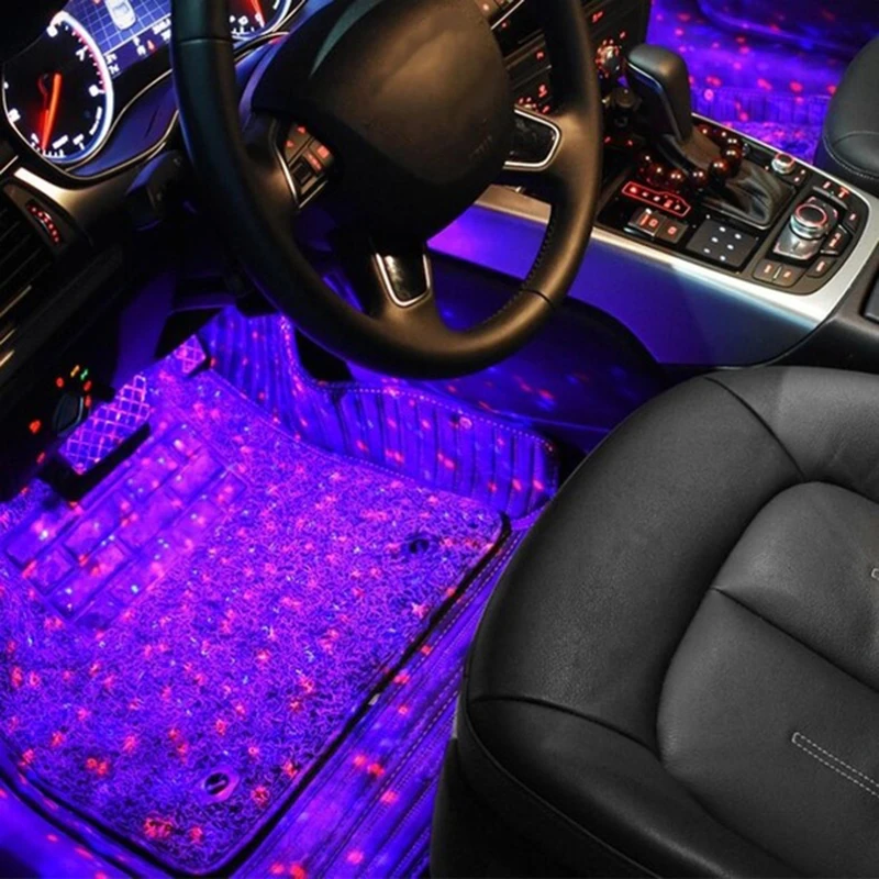4 шт./компл. RGB светодиодный автомобильный атмосферный свет полосы под автомобилем сверкающие светильники с голосовым управлением/дистанционное управление USB/адаптер украшения автомобиля