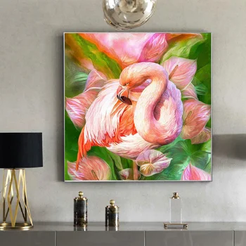 

Miaodu Flower Pink Flamingo DIY Diamond Painting Cross Stitch Full Canvas Picture of Rhinestone Mosaic Embroidery Paintings