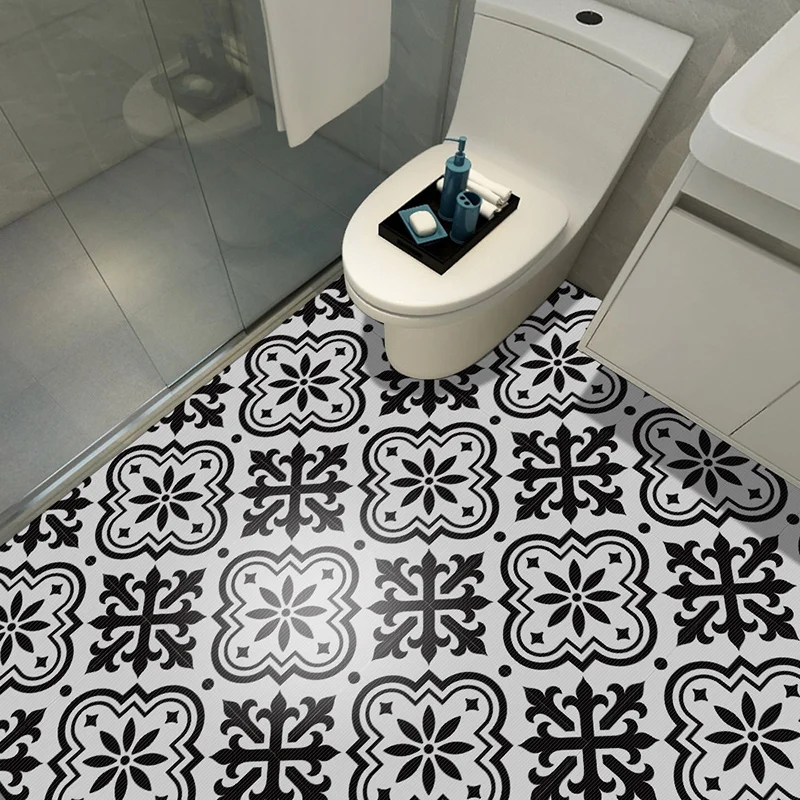 4Pcs Modern self adhesive square non-slip waterproof removable PVC floor tile sticker Bathroom Kitchen Home Decor wall stickers self adhesive stickers self adhesive wallpaper self adhesive wall stickers