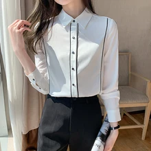 

Korean Fashion Women Shirts Woman White Shirt Women Long Sleeve Shirts woman Silk Blouse Tops Office Lady Satin Shirt Top XXL