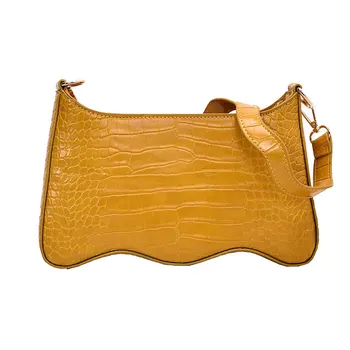 

Retro Small Shoulder Bags Lady Simple Tote Handbag Solid Color Armpit Bag Women Pack Stone Pattern Simple Clutch Handle Bags