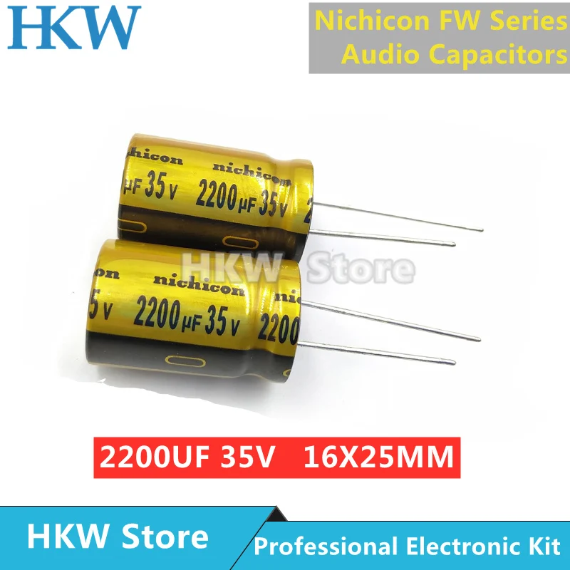 

10pcs NICHICON 2200UF 35V 16X25mm FW Series Electrolytic Capacitors Hi-Fi Audio Capacitor New and Original 35V2200UF 16*25MM