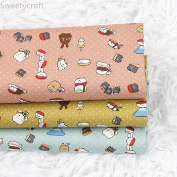 

110x45cm Japanese Sushi Animal Print Fabric tissus telas Thin Cotton Fabric By Yard Tecido Handmade Sewing patchwork Accessories