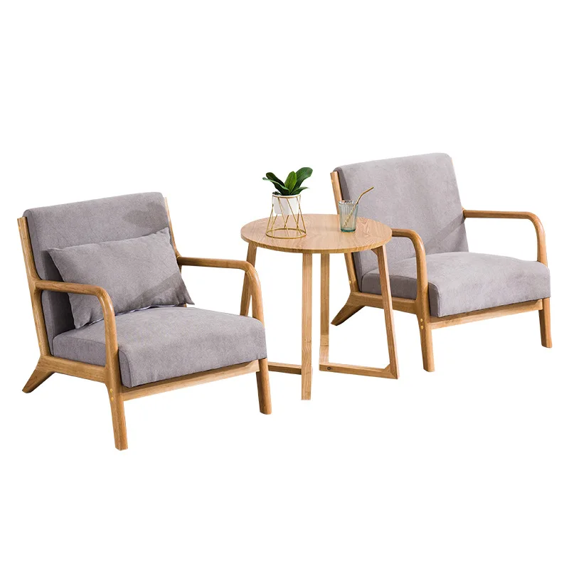 Solid wood Fabric Sofa Café Sofa household leisure sofa rocking chair small family modern simple living room apartment