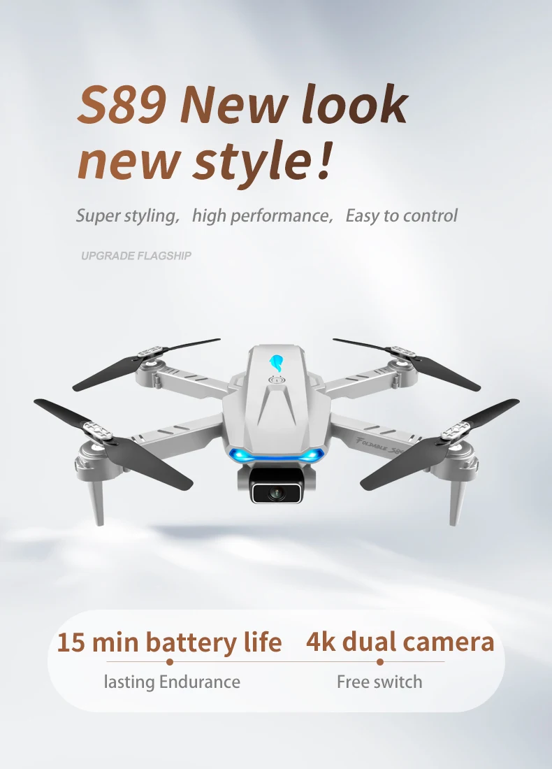 RC Helicopters medium 2021 New S89 pro Drone 4k HD Dual Camera 1080P WiFi Fpv Visual Positioning  Dron Height Preservation Rc Quadcopter VS V4 Drone blade rc helicopter