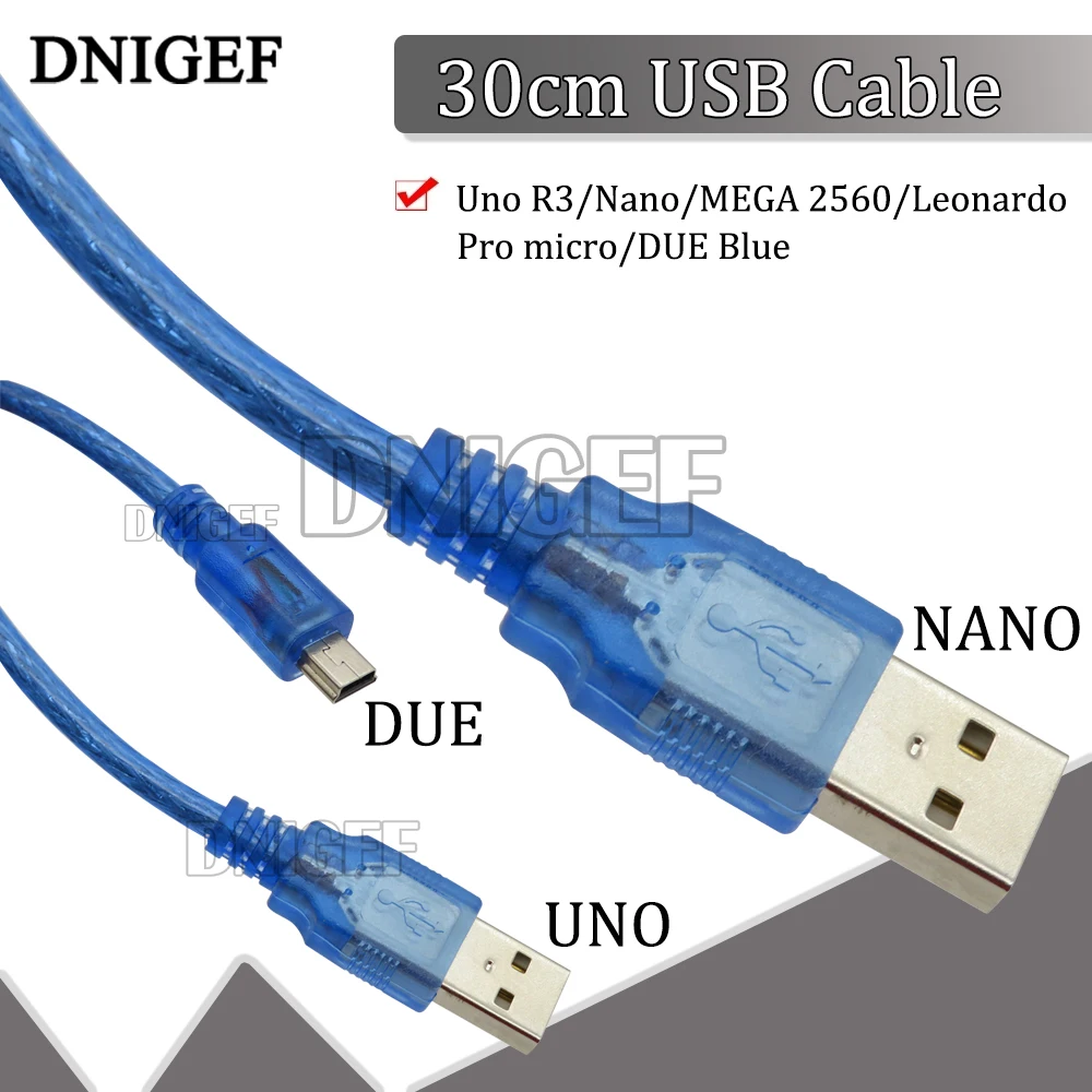 Кабель USB 30 см для Uno R3/Nano/MEGA 2560/Leonardo/Pro micro/DUE Blue высокое качество тип USB/Mini USB/Micro 0 3 м